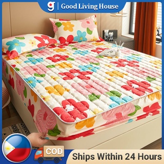 Mattress Protector Cover Single/Queen/King Cotton Fitted Bedsheet Flower Bedding Ready Stock
