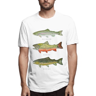 [COD]ใหม่ เสื้อยืดลําลอง ผ้าฝ้าย แขนสั้น คอกลม พิมพ์ลาย Trout Triad Awesome สําหรับผู้ชาย เหมาะกับงานปาร์ตี้ ตกปลา 2022