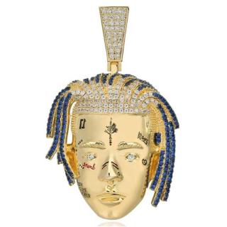 Hip Hop Style Gold Face Pendant Necklace for Men