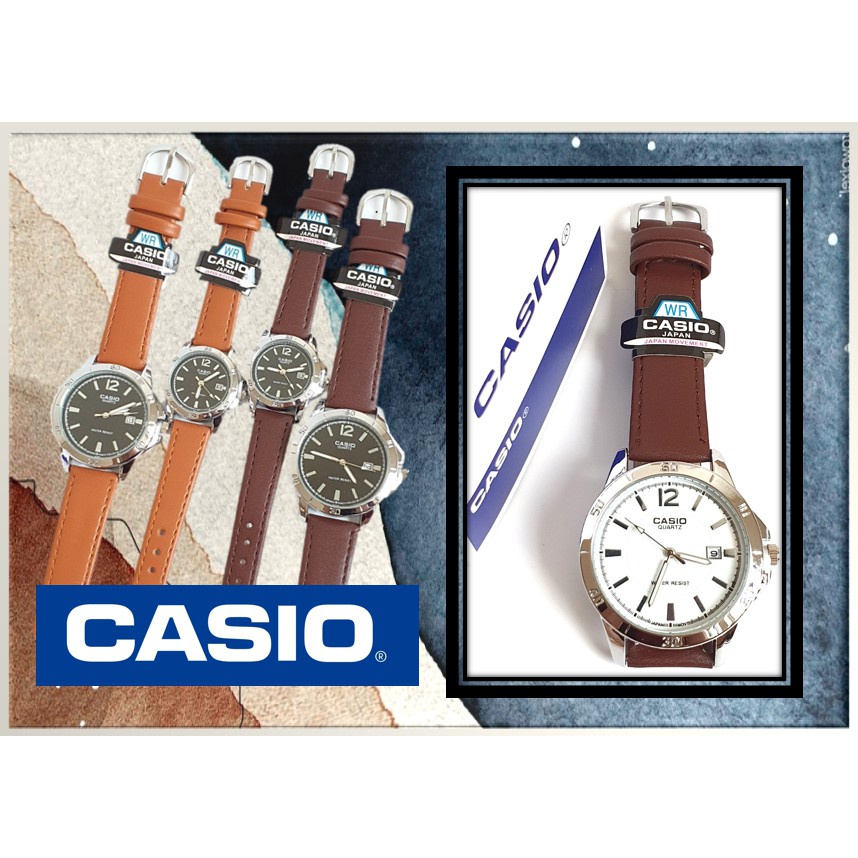 นาฬิกาคู่ นาฬิกา casio (พร้อมกล่อง) นาฬิกาข้อมือ ผู้หญิงและผู้ชาย CASlO สายหนัง กันน้ำ วันที่ นาฬิกาข้อมือ นาฬิกาสายหนัง