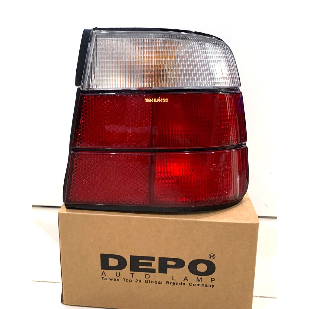 DEPO ไฟท้าย BMW E34 ขาวแดง (มีขั้วไฟ+หลอดไฟ)