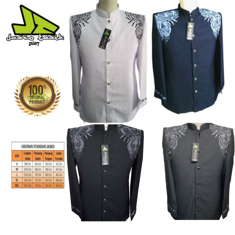 Jasco Jasko Tasik เสื้อเชิ้ตปักโคโกะกับปู motif เสื้อผ้ามุสลิมแขนยาวผู้ชายขนสัตว์พิเศษ