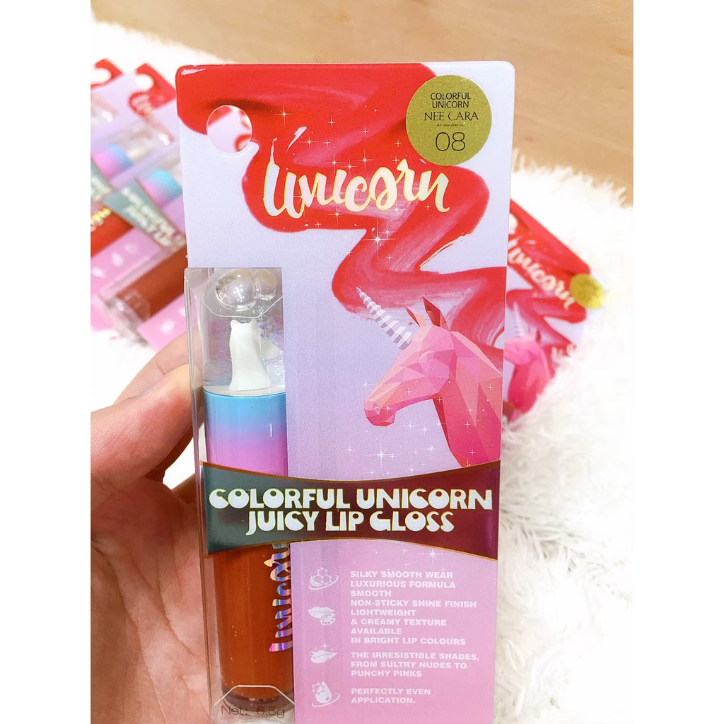 NEE CARA Be Colorful Unicorn Juicy Lip Gloss N666 - 6.5g ลิปกลอสเนื้อแมท สีสวยชัด ติดแน่น ติดทน ติดน
