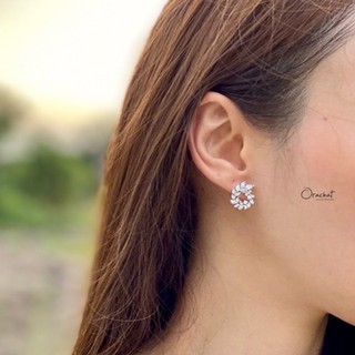 Fred earrings. (ต่างหูแบบติดหู งานชุบทองคำขาว เพชร CZ)