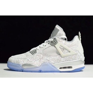 ☋❀ใหม่ Air Jordan 4 Retro ครบรอบ 30 ปี Laser White/Chrome-Metallic Silver 705333-105