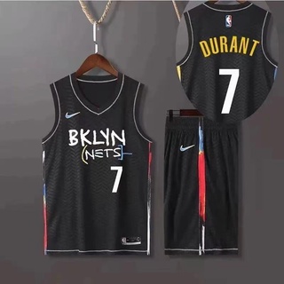 เสื้อกีฬาแขนสั้น ลายทีม NBA Brooklyn Nets No.7 Durant Durant สีดํา สไตล์คลาสสิก