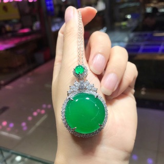 100%หยกแท้🇲🇲 | สร้อยคอเงินแท้หยกเจดไลท์ Jadeite| 25mm หินเปล่า หยกทรงกลม | ปลอดภัย | หยกแท้เจดไลท์ | หยกพม่า