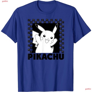 เสื้อยืดผู้ชายและผู้หญิง Pokemon Pikachu Checkers T-Shirt Sports T-shirt