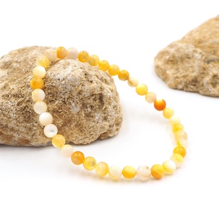 เปลือกหอยมุกแท้ สีเหลือง Yellow Shell Pearl 4 มิล สีธรรมชาติ ข้อมือมุก กำไลมุก สร้อยมุก สร้อยมุกแท้ By.Meechok