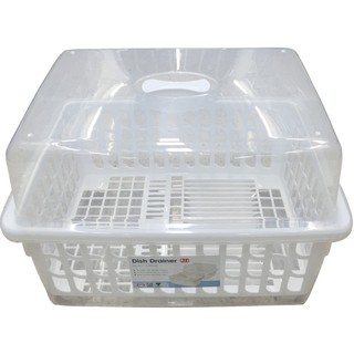 DISH DRAINER STAND UNIT PLASTIC JCJ 2400 ชั้นคว่ำจานพลาสติกมีฝาครอบ JCJ NEW2400 สีขาว ชั้นวางของในครัว อุปกรณ์จัดเก็บในค