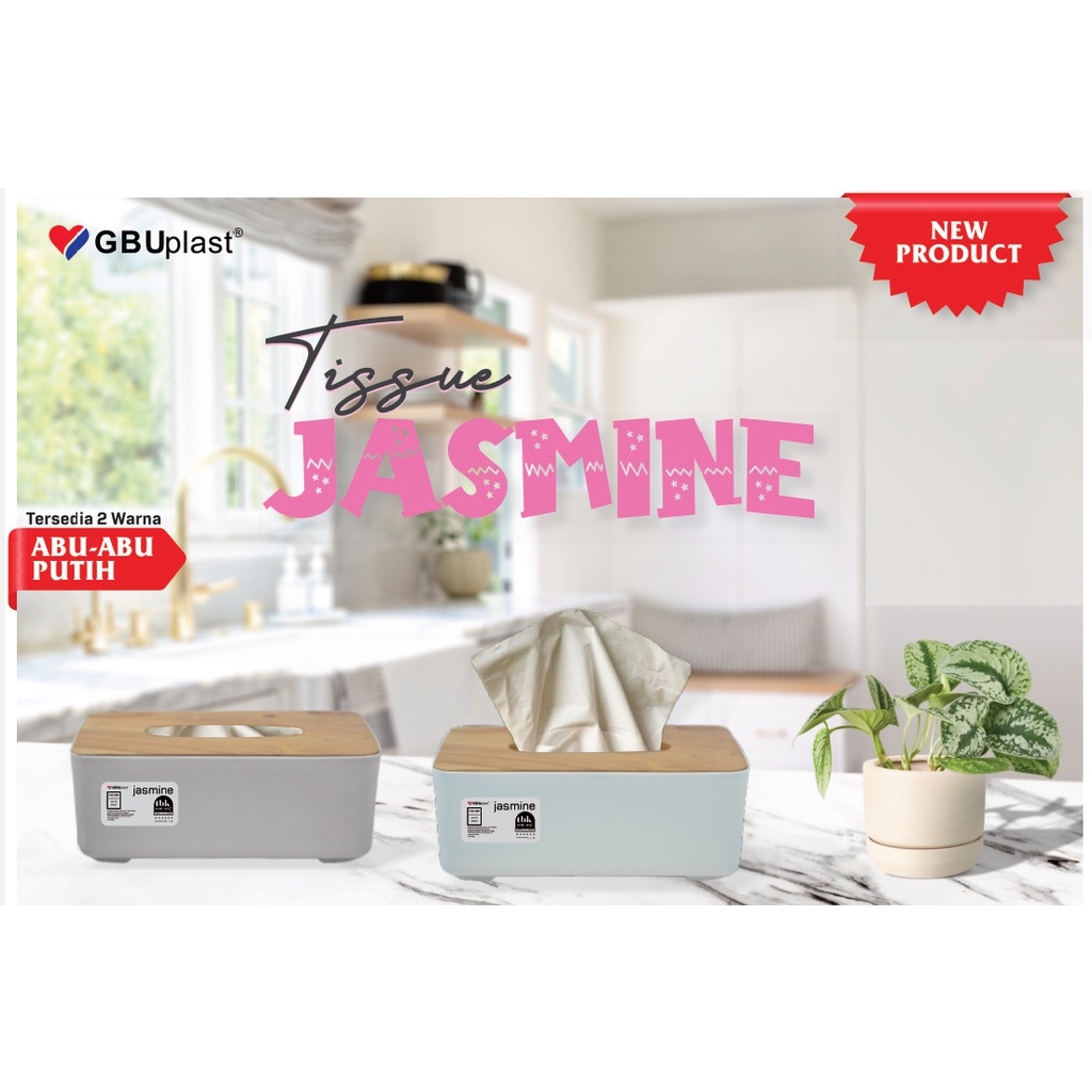 KLF - กล่องทิชชู่ / กล่องทิชชู่ แบรนด์ JASMINE GBU Tbk 007 วินเทจ ทันสมัย ขนาด 20 x 10.2 x 7.5 ซม.