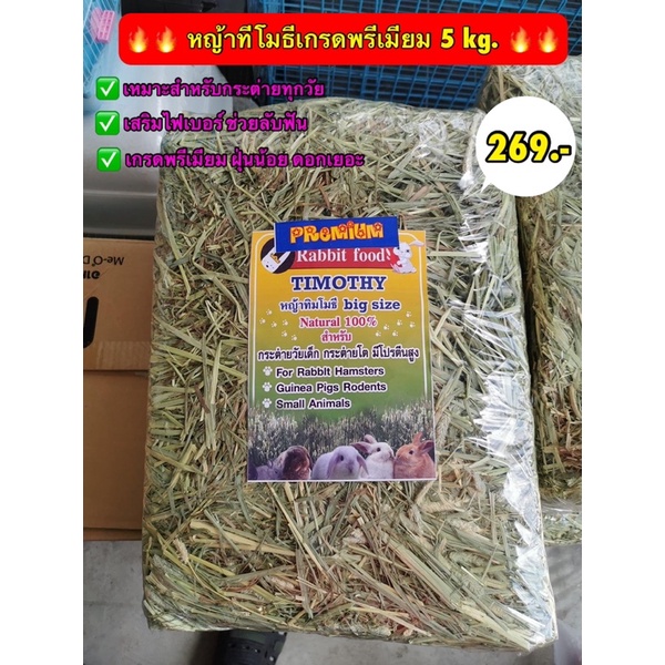 คุ้มที่สุด หญ้าทีโมธีเกรดพรีเมียม ขนาด 5 kg. ใหญ่จุใจ หญ้าใหม่ คุณภาพดี