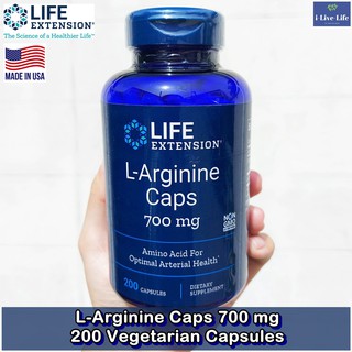 แอลอาร์จินิน L-Arginine 700 mg 200 Vegetarian Capsules - Life Extension แอลอาร์จินีน