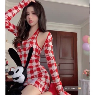 เดรสสั้นแขนกุด คล้องคอ โชว์หลังเซ็กซี่นิดๆๆ มาพร้อมเสื้อคลุมแขนยาว น่ารักมากค่ะ เดรสใส่เที่ยวทะเล เดรสเที่ยวภูเขา