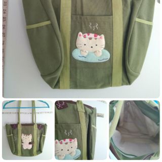 กระเป๋าผ้า kokoocat japan สีเขียว