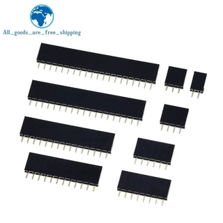 10pcs เดี่ยวแถว Pin หญิง Header ซ็อกเก็ต Pitch 2.54 มม.1*2P 3P 4P 6P 8P 12P 15P 20P 40P Pin Connector สําหรับ Arduino