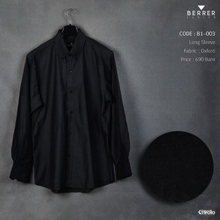 BERRER เสื้อผ้าผู้ชายอ้วน : เสื้อเชิ้ตแขนยาว สีดำ