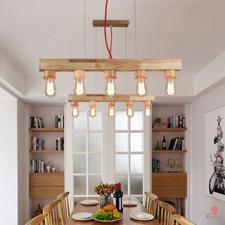 Fashion Wooden Pendant Lamp Bar Counter Hanging Light Designer Country Style 5 Lights Lamp Dinning Room E27 Holder Light Fixture à¸£à¸²à¸à¸²à¸ à¸