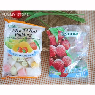 เยลลี่ JELLY ยี่ห้อ COCON Mixed mini pudding มินิพุดดิ้ง  Lychee Jelly เยลลี่ผสมวุ้นมะพร้าวรสลิ้นจี่ เยลลี่ พุดดิ้ง