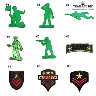 ตัวรีดติดเสื้อ ลาย ของเล่น ทหาร ชุดทหาร เครื่องหมาย ยศทหาร Army Toy wop Patch งานปัก DIY ตัวรีด อาร์ม ติดเสื้อ ทหารพราน