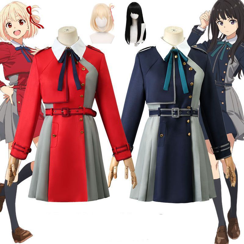 ชุดคอสเพลย์อนิเมะ Lycoris Recoil Nishikigi Chisato Inoue Takina สีแดง สีฟ้า สําหรับผู้หญิง