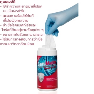 Sanimate Surface Disinfectant Wipe Ready to Use ซานิเมททิชชูเปียกเช็ดฆ่าเชื้อ 80 แผ่น