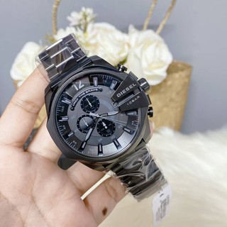 (สด-ผ่อน)🎗แท้100% Diesel Mens Mega Chief Chronograph Black Stainless Steel Watch