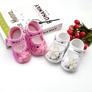 0-18M Baby Girl Cotton Shoes Newborn Pearl Flower Soft Sole First Walkers Toddler Anti-Slip Prewalker