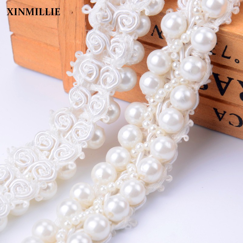 ลูกปัดประดับมุกลูกไม้สีขา.WHITE สำหรับชุดแต่งงานและเสื้อผ้าทําเอง