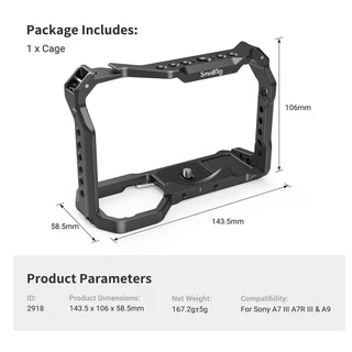SMALLRIG กรงกล้อง ขนาดเล็ก สําหรับ Sony A7 III A7R III A9 2918