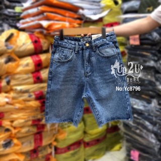 ⚫️UP 2 U⚫️New Hot Korea jeans 🇰🇷 SMLXL  No:Yc8796กางเกงยีนส์ ขา3ส่วน  เอวสูง รุ่นใหม่ล่าสุดมาแรง แซ่บเว่อร์ ผ้ายีนส์ดี