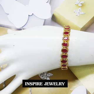 Inspire Jewelry สร้อยข้อมือพลอยเม็ดรูปไข่ งานจิวเวลลี่ ความยาว 18cm