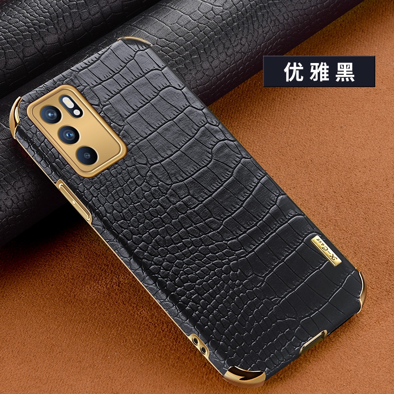 เคสโทรศัพท์ OPPO Reno 6 Pro 6Z 5G Case Crocodile Leather Texture Electroplated Frame Camera Protection Soft TPU Shockproof Full Protection Back Cover เคส Reno6 Z 5G Casing