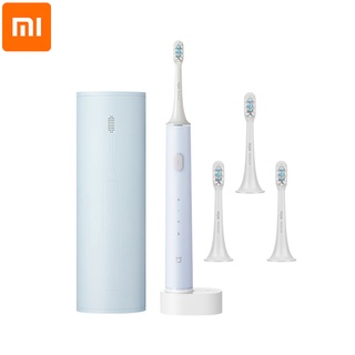 Xiaomi Mijia Sonic แปรงสีฟันไฟฟ้า T500C Wireless Induction ชาร์จของขวัญกันน้ำพร้อมกล่อง 4 หัวแปรง SK10058