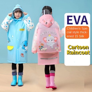 ประเทศไทยมีสินค้าในสต๊อก เสื้อกันฝน EVA แบบหนา กันน้ำ ขนาดใหญ่ ลายการ์ตูน สําหรับเด็กนักเรียน