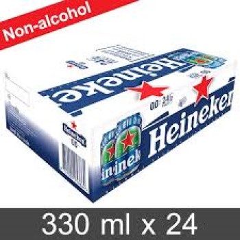 Heineken 0.0 Non-Alcoholic Malt Drink 330 ml. Pack 24.ไฮเนเก้น 0.0 เครื่องดื่มมอลต์ไม่มีแอลกอฮอล์ 33