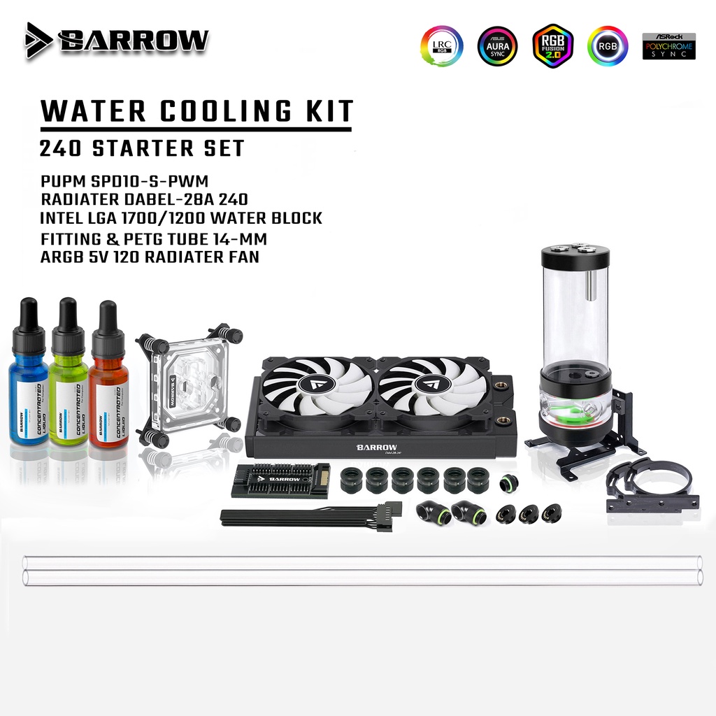 BARROW WATER COOLING SET INTEL/AMD 240 STARTER KITS SUPPORT LGA1700