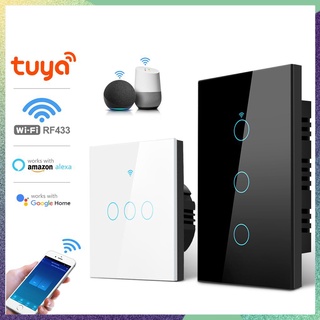 สหภาพยุโรป /Us สมาร์ท Wifi สวิทช์สัมผัส2/3แก๊งสวิตช์ไฟ220โวลต์สนับสนุน Alexa Tuya App การควบคุมระยะไกล