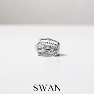 SWAN - Diamond Curve Ring แหวนเงินแท้ ฝังเพชรคิวบิกเซอร์โคเนีย cubic zirconia