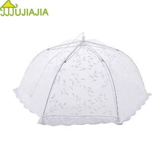 Jujiajia ฝาครอบจานพิมพ์ลายลูกไม้แบบพับได้ 1 ชิ้น