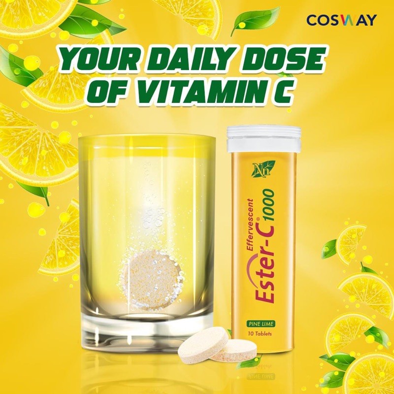 Cosway Nn Effervescent Ester-C 1000mg 10 เม็ด 34115 Exp 10-2024