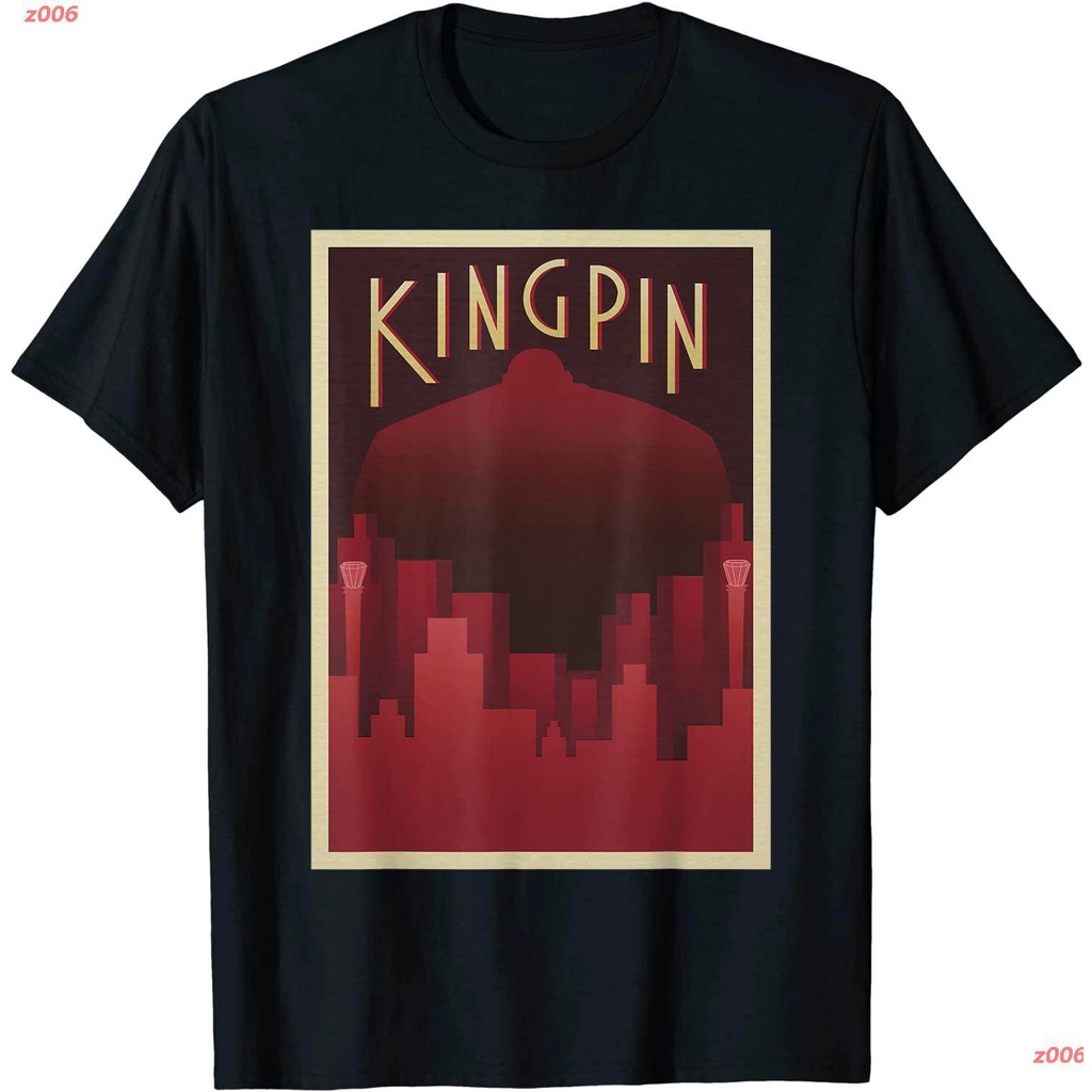 เสื้อยืดสีขาวz006 Marvel Kingpin Deco Style Hell's Kitchen Silhouette T-Shirt เสื้อยืดพิมลาย เสื้อยื