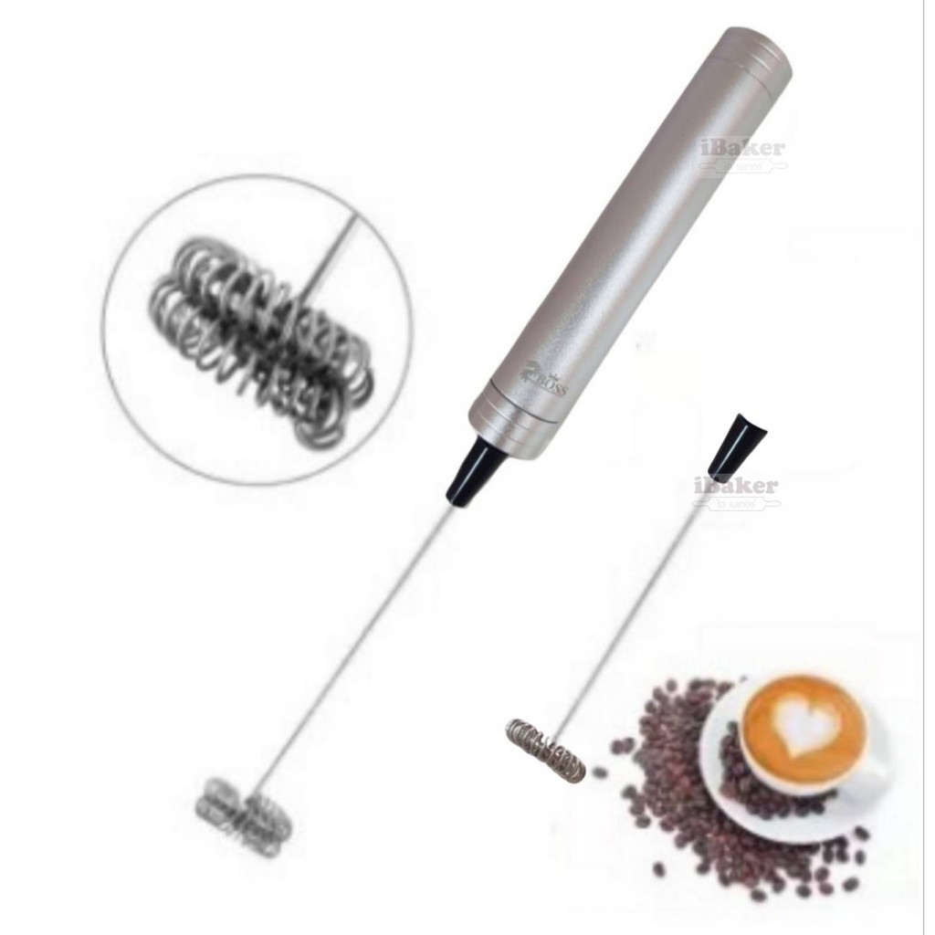 เครื่องตีฟองนมไร้สาย รุ่น ZB-130 (เครื่องตีโฟมนม ที่ตีฟองนม) ยี่ห้อ BOSS พร้อมหัวตีสแตนเลส 2 แบบ ถ่า
