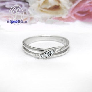 Finejewelthai-แหวนเพชร-แหวนเงิน-เพชรสังเคราะห์-เงินแท้-แหวนหมั้น-แหวนแต่งงาน-Diamond-CZ-Silver-Wedding-Ring - R1246cz