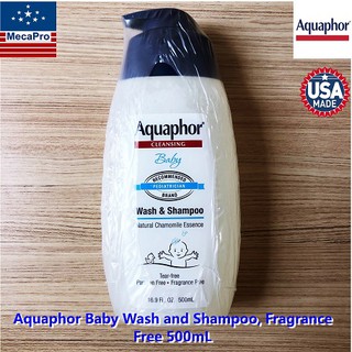 Aquaphor® Baby Wash and Shampoo Fragrance Free 500mL ครีมอาบน้ำ &amp; แชมพู สำหรับเด็กและทารก