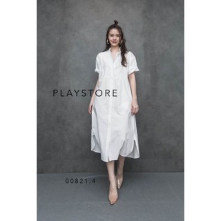 P L A Y S T O R E  ถ่ายจากสินค้าจริง CheRRa Mandarin DReSS SHiRT••เดรสคอจีนแขนสั้นทรงเรียบง่าย ใส่เรียบร้อย