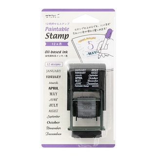 MIDORI Paintable Stamp 12 months (D35374006) /ตัวปั๊มแบบมีหมึกในตัว ลายชื่อเดือน 12 เดือน แบรนด์ MIDORI จากประเทศญี่ปุ่น