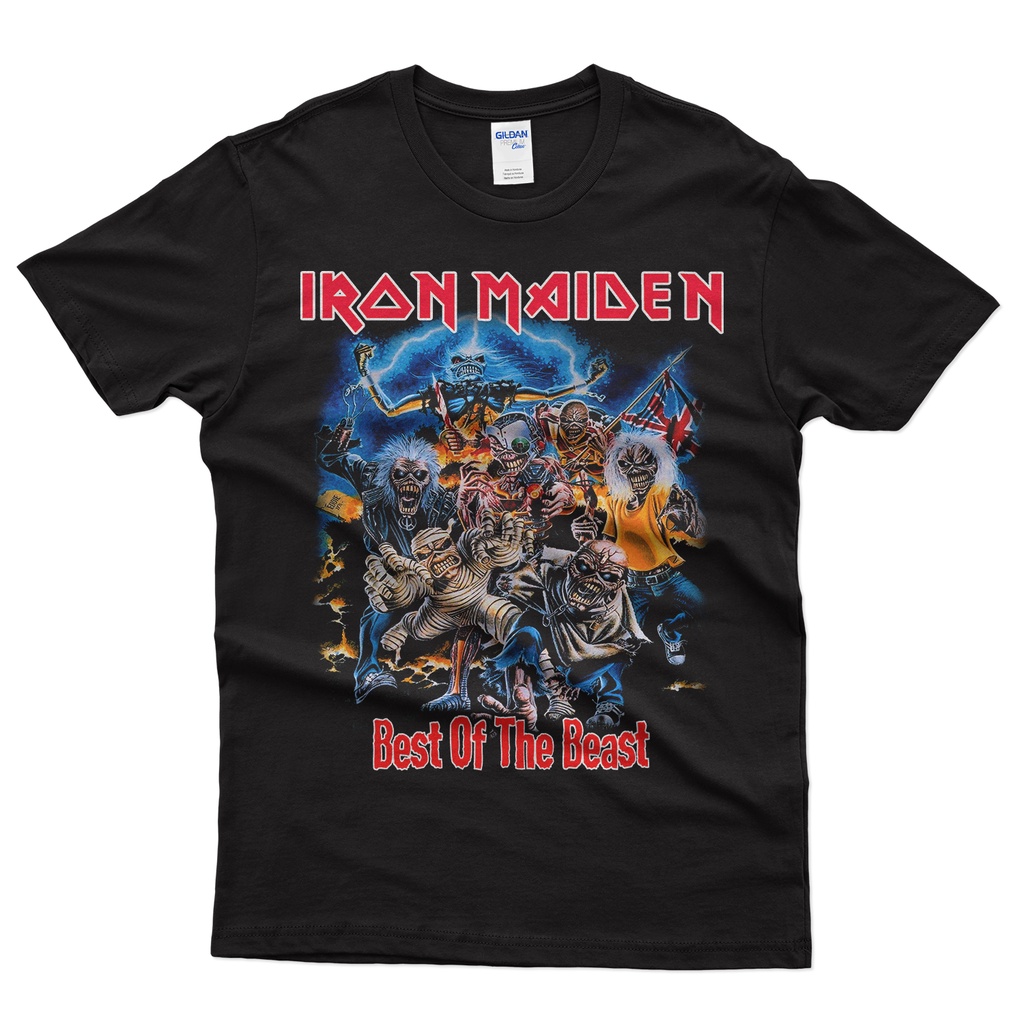เสื้อยืดสีขาวพร้อมส่ง เสื้อเชิ้ต พิมพ์ลายวงดนตรี Iron Maiden Best Of The Beast คุณภาพสูง สําหรับผู้หญิงS-4XL