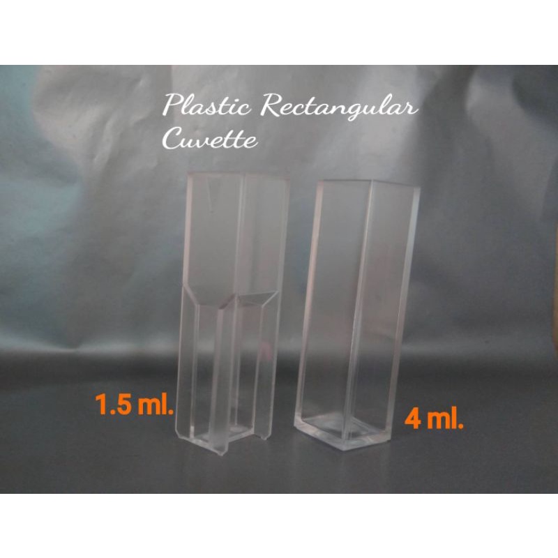 หลอดคิวเวตพลาสติกสี่เหลี่ยม (Plastic Rectangular Cuvette) 100 ชิ้น/กล่อง