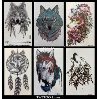 แทททูลายหมาป่า🐺สุนัขจิ้งจอก🦊สวยเหมือนสักจริง⚡️Tattoo Sticker สติ๊กเกอร์รอยสักปลอมชั่วคราวกันน้ำได้